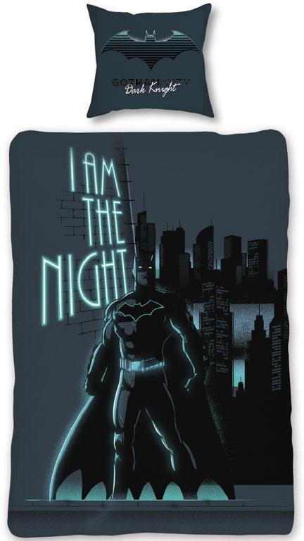 Batman sengetøj - 140x200 cm - Selvlysende sengetøj - Vendbart design - Dynebetræk i 100% bomuld