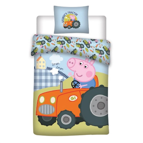 Gustav Gris sengetøj 140x200 cm - Gustav Gris og traktor - 2 i 1 design - 100% bomuld