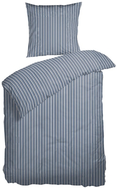 Stribet sengetøj - 140x200 cm - Runner Blue - 100% Bomuldssatin sengetøj - Nordisk Tekstil sengesæt