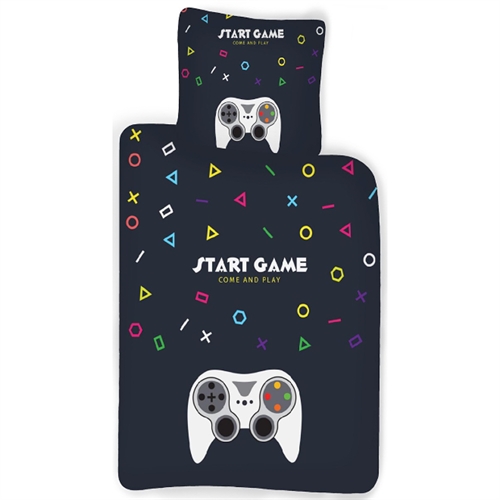 PlayStation sengetøj 140x200 cm - Sengesæt med controller - Start game - 100% bomulds sengelinned