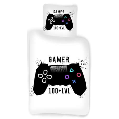 Gamer sengetøj - 150x210 cm - Gamer 100 + LVL - 100% bomulds sengesæt