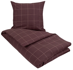 Dobbelt sengetøj 200x200 cm - Check - Bordeaux - 100% Bomuld