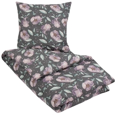 Blomstret sengetøj - 140x200 cm - Flower Liliac sengelinned - Sengesæt i 100% Bomuld
