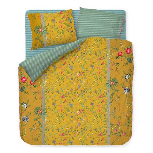 Pip Studio sengetøj - 140x200 cm - Petites Fleurs yellow - Blomstret sengetøj - Vendbar dynebetræk i 100% bomuld