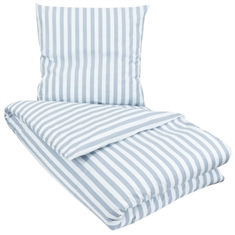  Stribet sengetøj 140x220 cm - Blåt sengetøj - 100% Bomuld sengesæt