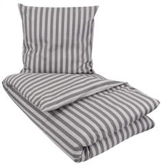 King size sengetøj 240x220 cm - Stripes grey - Stribet dobbelt dynebetræk - 100% Bomuld - Borg Living