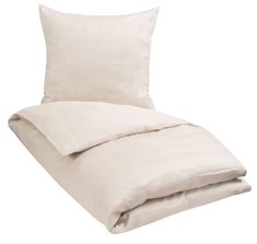 Sandfarvet sengetøj - 150x210 cm - Check sand - Sengelinned i 100% Bomuldssatin - By Night sengesæt