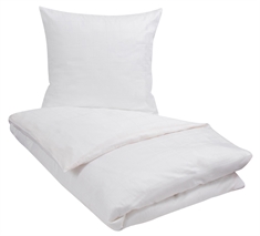 Hvidt sengetøj 140x220 cm - Check white - Jacquardvævet sengesæt - Sengelinned i 100% Bomuldssatin 
