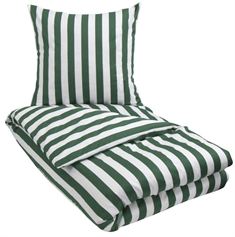 Sengetøj 140x200 cm - Grøn og hvid stribet sengesæt - 100% Bomuldssatin sengetøj - Nordic Stripe