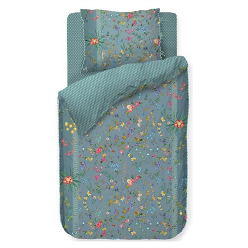 Blomstret sengetøj - 140x200 cm - Petit Fleurs Blue - Sengesæt med 2 i 1 design - 100% bomuld - Pip Studio sengetøj