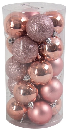 Julekugler - Rosa - Pakke med 20 stk. Måler 6 cm i diameter 