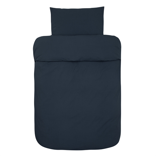 Vævet krepp sengetøj - Mørkeblåt sengesæt i 100% blød bomuld - 140x200 cm - Bæk og bølge sengelinned - Ara - Høie Of Scandinavia 