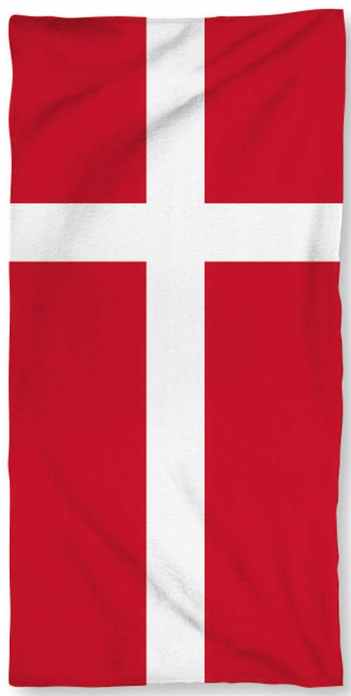 Dannebrog håndklæde - 70x140 cm - 100% bomuld - Blødt badehåndklæde med det danske flag