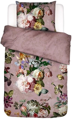 Blomstret sengetøj - 140x220 cm - Fleur Woodrose - Vendbart sengesæt i 100% bomuldssatin - Essenza sengetøj