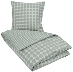 Sengetøj 140x200 cm - Circle green - Prikket sengetøj - 100% Bomuld - Borg Living sengesæt
