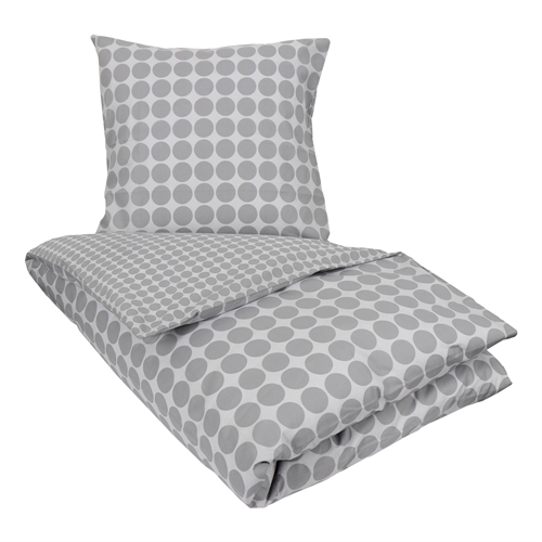 Sengetøj 150x210 cm - Circle grey - Prikket sengetøj - 100% Bomuld - Borg Living sengesæt
