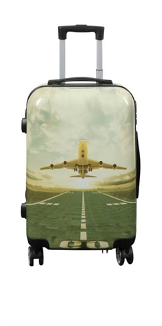 Kabine kuffert - Hardcase letvægt kuffert - Trolley med motiv - Flyvemaskine
