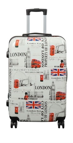 Kuffert - Hardcase kuffert - Str. Medium - Kuffert med motiv - City of london - Eksklusiv letvægt rejsekuffert