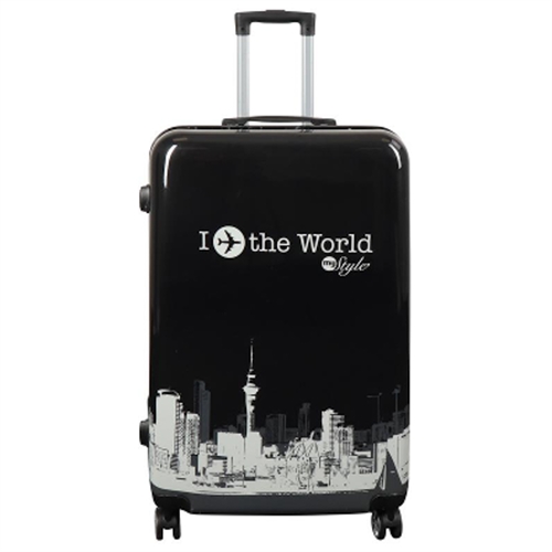 Stor kuffert - Hardcase kuffert med motiv - New York city - Black - Eksklusiv letvægt kuffert