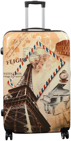 Stor kuffert - Hardcase kuffert med motiv - Eiffeltårnet - Eksklusiv letvægt kuffert