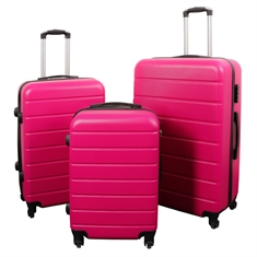 Kuffert - Pink med striber - Eksklusivt hardcase letvægt kuffert