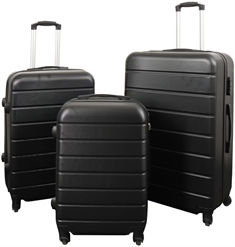 Kuffertsæt - 3 Stk. - Eksklusivt hardcase billige kufferter - Sort med striber