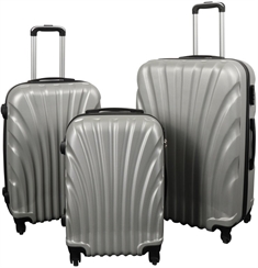 Kuffertsæt - 3 Stk. - Praktisk hardcase billige kufferter - Musling grå