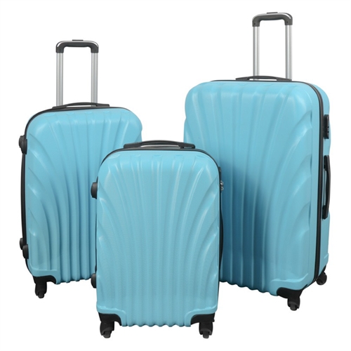 Kuffertsæt - 3 Stk. - Praktisk hardcase letvægt kuffert - Musling lyseblå