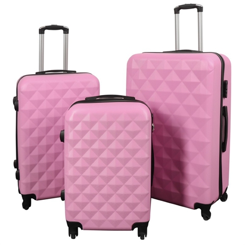 Kufferter - sæt med 3 stk. - Eksklusivt hardcase kuffertsæt tilbud - Diamant lyserød