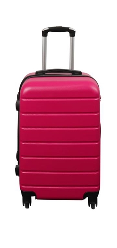 Kabinekuffert - Hardcase letvægt kuffert tilbud - Med 4 hjul - Pink strib