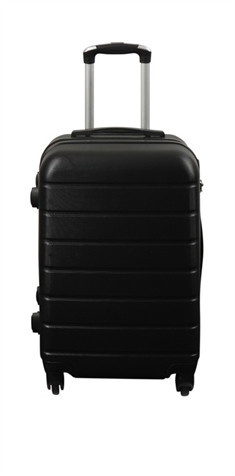 Kabinekuffert - Hardcase letvægt kuffert - Med 4 hjul - Sort strib