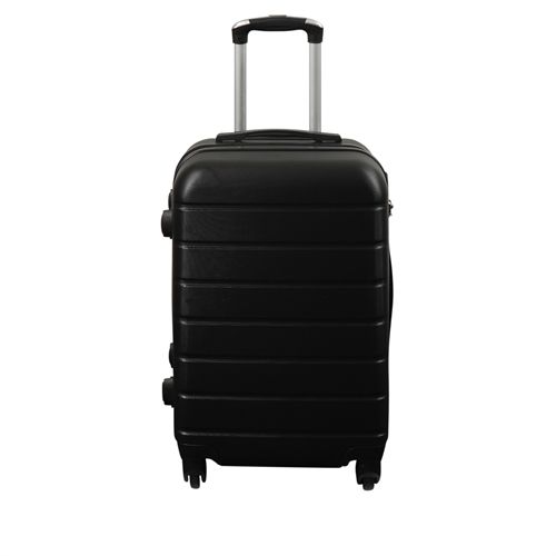 Kabinekuffert - Hardcase letvægt kuffert - Med 4 hjul - Sort strib
