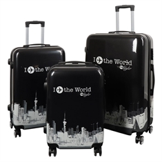 Kuffert - Kuffert med motiv - I Love The World black - Hardcase letvægt kuffert