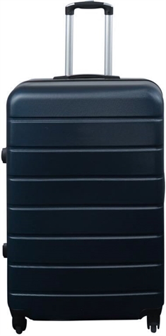 Stor kuffert - Mørkeblå - Hardcase kuffert - Str. Large - Letvægts kuffert med 4 hjul 