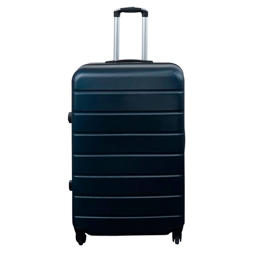 Stor kuffert - Mørkeblå - Hardcase kuffert - Str. Large - Letvægts kuffert med 4 hjul 