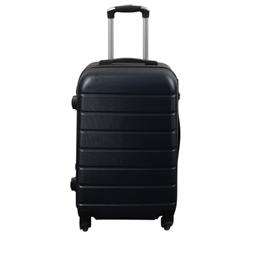 Kabinekuffert - Hardcase letvægt kuffert - Med 4 hjul - Mørkeblå strib