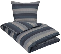 Stribet sengetøj - 140x220 cm - Big stripes blue - 100% Bomuldssatin sengetøj - By Night sengelinned