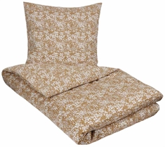 Blomstret sengetøj - 140x200 cm - Small flowers golden - 100% Bomuldssatin - By Night sengesæt 