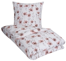 Flonel sengetøj - 140x220 cm - Flower rose - Blomstret sengetøj - 100% Bomuld - By Night sengesæt 