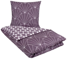 Bomuldssatin sengetøj - 140x200 cm - Vendbart sengesæt - Hexagon blomme - By Night sengetøj