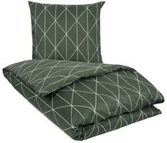 Kingsize sengetøj 240x220 cm - Graphic harlekin - Grøn - 100% Bomuldssatin 