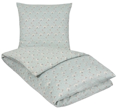 Blomstret sengetøj - 140x220 cm - Summer turkis - 100% Bomuldssatin sengetøj - By Night sengesæt 