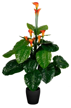 Kunstig Calla Plante - Højde 165 cm - Dekorative og farverige blade - Kunstig blomst