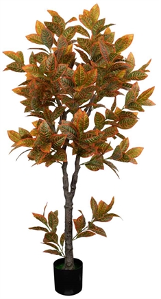 Kunstig Orange Croton træ  - 180 cm høj - Store og dekorative blade - Kunstig plante