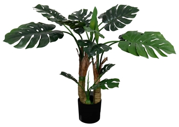 Kunstig Fingerphilodendron Monstera Plante - Højde 100 cm - Store grønne blade