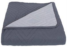 Sengetæppe - 140X240 cm - Vendbart Mørkegrå og lysegrå - Tæppe til enkelseng
