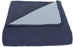 Sengetæppe - 140X240 cm - Vendbart Mørkeblå og lyseblå - Tæppe til enkelseng