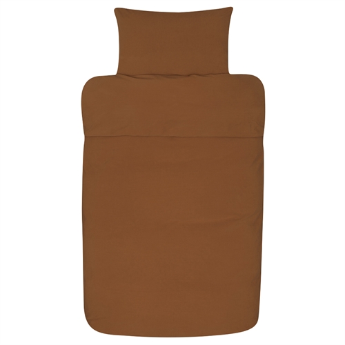 Sengetøj 140x220 cm - Ensfarvet kanel sengesæt - Høie sengesæt i 100% stenvasket bomuld