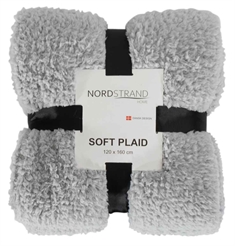Plaid i teddy fleece - 120x160 cm - Lysegrå - Blødt tæppe fra Nordstrand