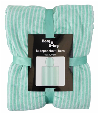 Badeponcho - Børnehåndklæde - Stribet grøn - 60x120 cm - 100% Bomuld - Borg Living